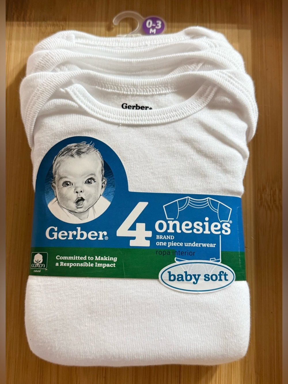 NEW Gerber Baby White 4-Pack Onesies - Baby Soft Short Sleeve Body Suits 0-3